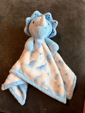 Forever Baby Boy Blue Dinosaur Lovey Plush Security Blanket Soft White Gray